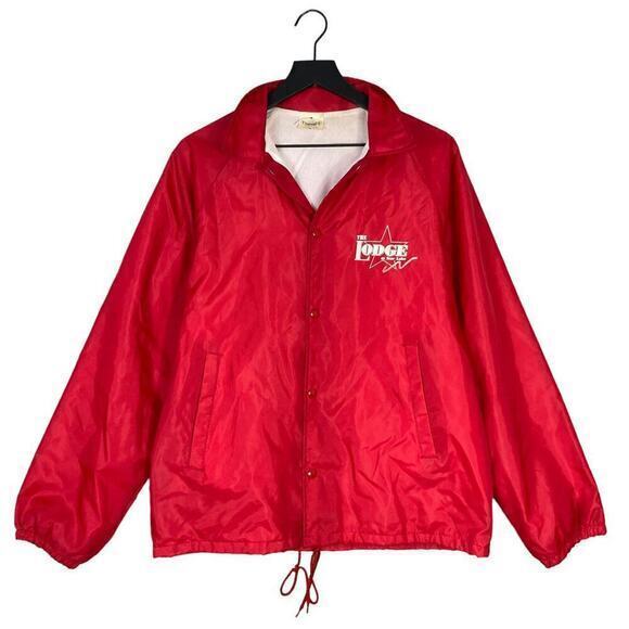 The Lodge Star Lake Auburn Sportswear Vintage Red Windbreaker Jacket M‎ Unisex - Picture 1 of 12